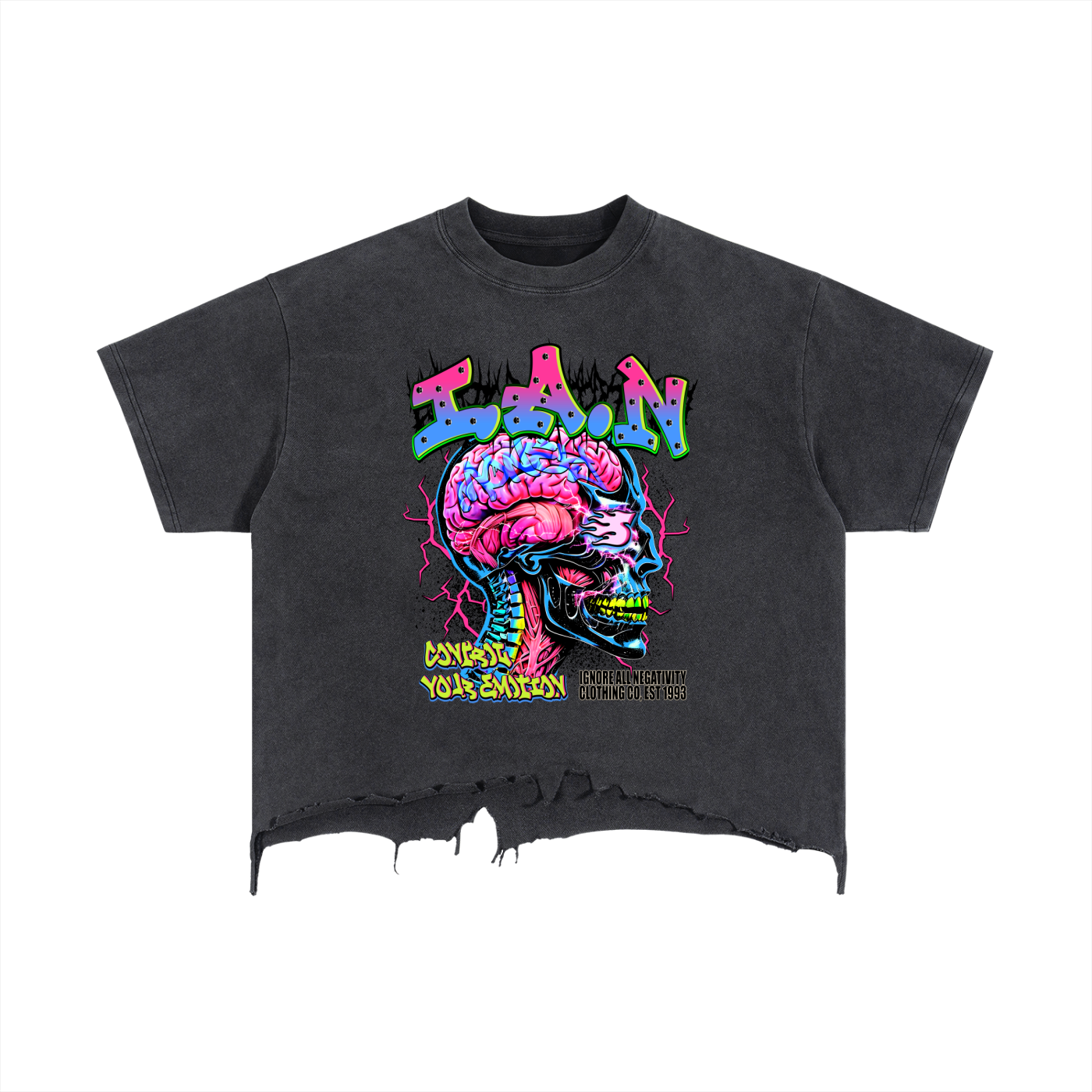 Boxy Distressed Hem T-Shirt