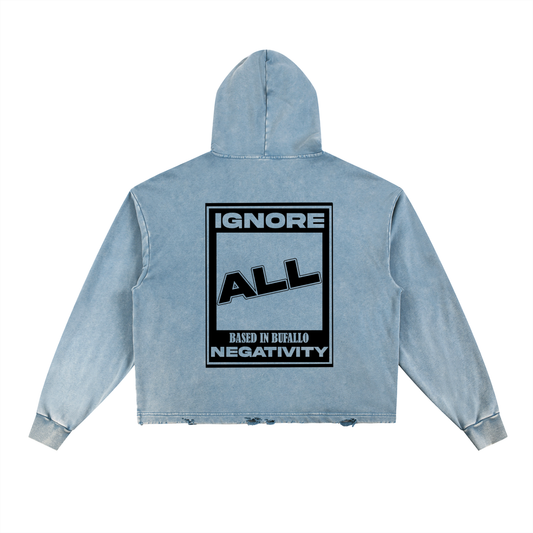 Buffalove Vintage Washed Frayed-Hem Hoodie