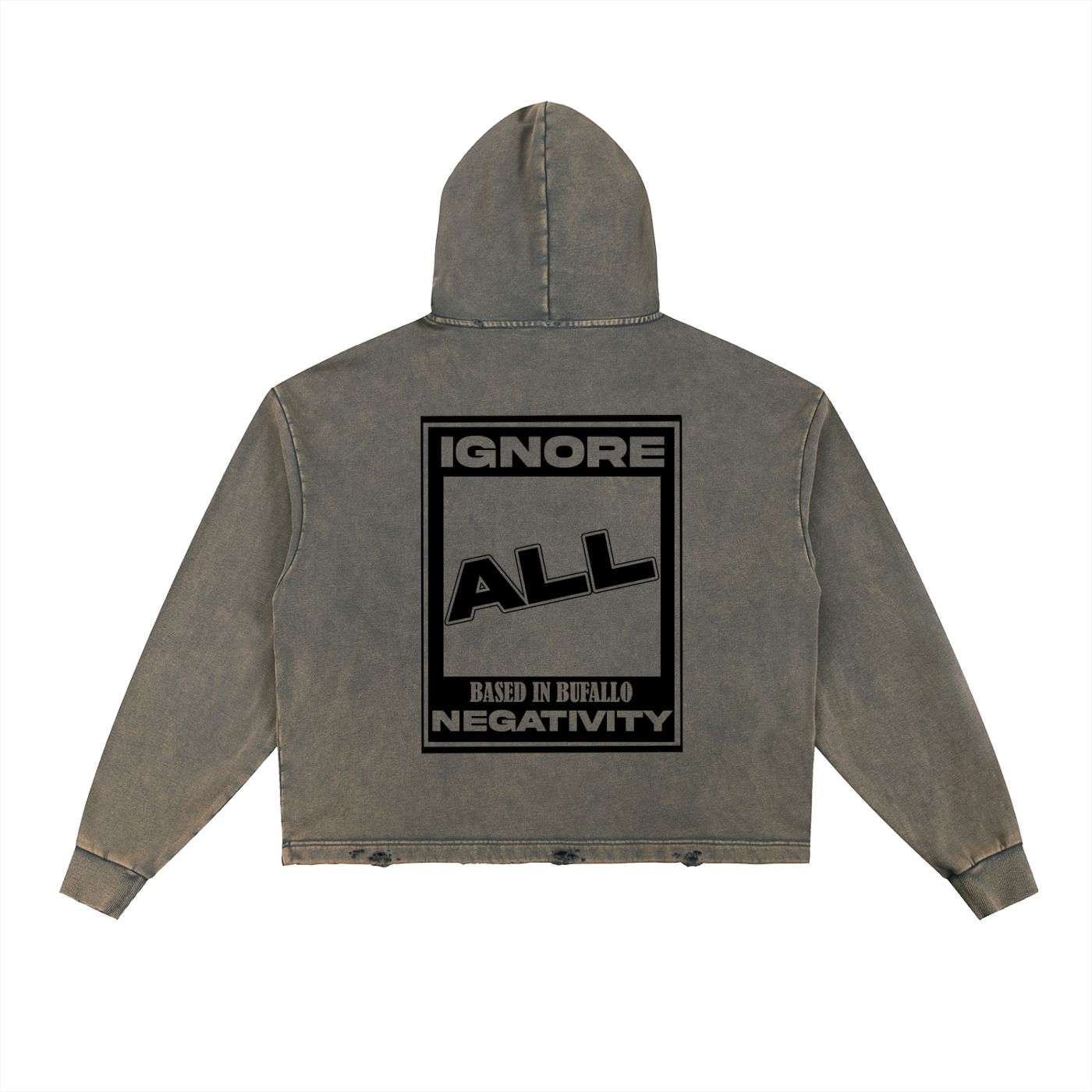 Buffalove Vintage Washed Frayed-Hem Hoodie