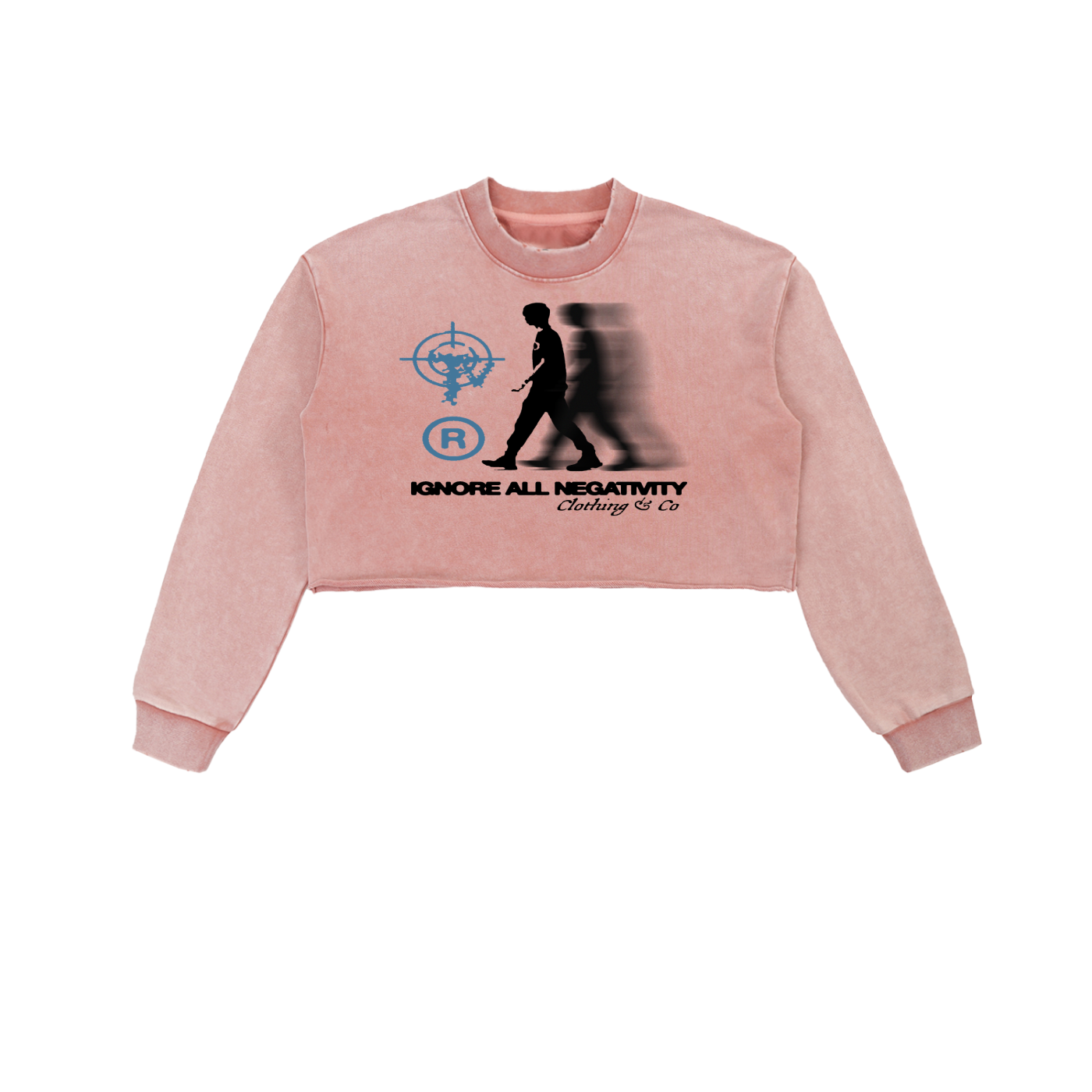 Snow Washed Raw Edge Cropped Sweatshirt